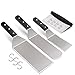 Leonyo Griddle Spatula Set of 7, Stainless Steel Metal Spatulas Scraper for Flat Top Cast Iron Teppanyaki Grill BBQ, Pancake Flipper Hamburger Turners Utensil, Dishwasher Safe