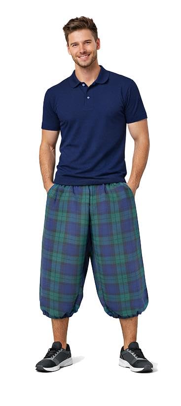 The Dragons Den Adults Pub Golf Tartan Plus Fours Trousers Sports Stag & Hen Party Fancy Dress [Blackwatch - S-M]