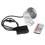 LEMONBEST® 10W LED RGB Multi-color Changing LED Underwater Light Water Resistant Garden Landscape Fountain Pond Floodlight Lamp Bulb with AC to DC power adapter US plug, Memory Function,Timing Setting
