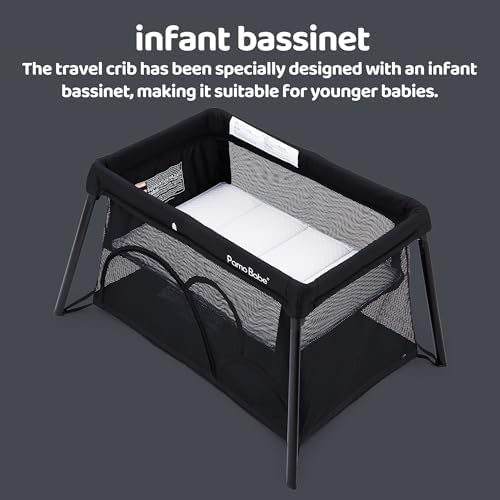 PAMO BABE TRAVEL CRIB – LIGHTWEIGHT BABY PLAYPEN WITH BASSINET, PORTABLE MINI PLAYARD