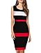 WOOSEA Women's Sleeveless Voguish Colorblock Stripe Cocktail Party Pencil Dress (Large, Black)