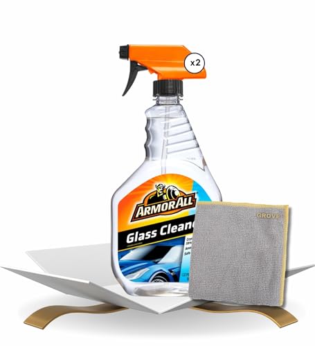 GROVE Auto Glass Cleaner Spray 22 oz Bundle with Microfiber Cloth - Ammonia-Fre…