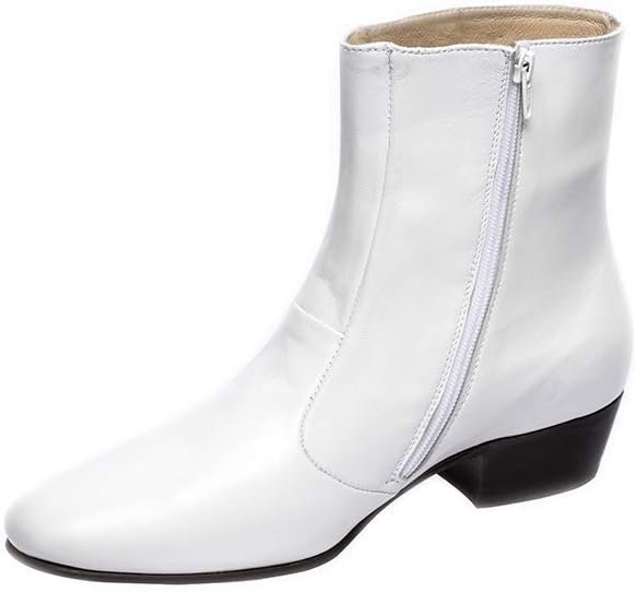 Luciano White Boots for Men's Elvis Costumes-100% Leather
