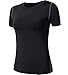 Lavento Women's 3 Pack Wicking Workout Shirts Crewneck Short-Sleeve Compression Shirts