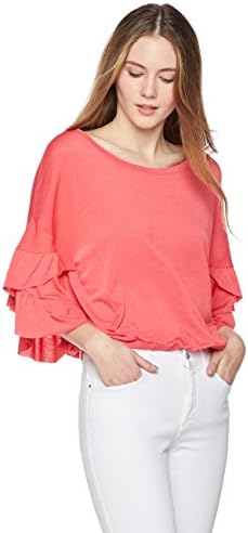 Painted Heart Women's Tulip Sleeve Knit Top Small Hot Pink