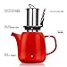 Tealyra - Daze Ceramic Large Teapot Red - 47-ounce (6-7 cups) - With Stainless Steel Lid Extra-Fine Infuser for Loose Leaf Tea - 1400ml