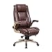 KADIRYA 500 lb High Back Bonded Leather Executive Office Chair Adjustable Recline Locking Mechanism,with Massage Computer Desk Chair,Thick Padding and Ergonomic Design for Lumbar Support,Brown
