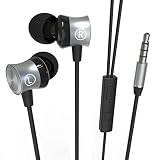 Airsspu Earphone Wired Earbuds Metal In-ear Headphones with Microphone with HIFI Stereo Bass Earphones and 3.5mm Jack for iPhone, iPod and iPad, Android Device,Mp3 player, CD Player and More,Silver