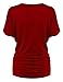 Made By Johnny MBJ WT1037 V Neck Short Sleeve Dolman Top with Side Shirring XXXL Wine