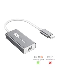 Tipo de adaptador USB tipo C, itanda USB C a Cable adaptador Mini DisplayPort Mini DP con carcasa de aluminio Apoyo 4 K Resolución para Apple nuevo MacBook 2016, Chromebook Pixel, Color Gris