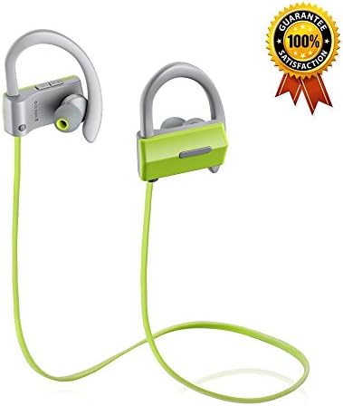 SAUNORCH Bluetooth Wireless Headphones, K19 V4.1 Wireless Bluetooth Sport Earbuds Sweatproof Earphones In-Ear HD Stereo Headsets w/Mic CVC 6.0 Noise Cancelling for Gym Running Jogging -Green