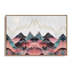 Framed Canvas Home Artwork Decoration Abstract Mountain Nature Scenery Canvas Wall Art for Living Room, Bedroom - 16x24 inches