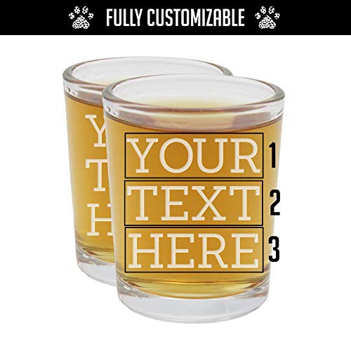 2pk Personalized Etched Custom Message 2.5oz Shot Glasses
