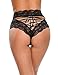 Fashine Women's Sexy Hollow Out Lace High Waist Briefs Underwear Panties (L, Black)