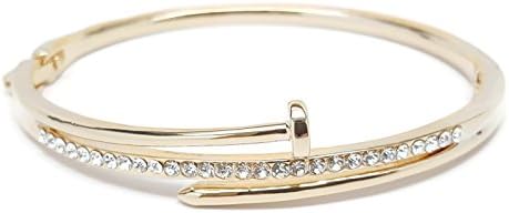Potissi Crystal Nail Bangle Bracelet (Gold)