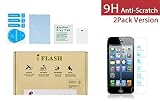 iFlash 2 Pack of Premium Tempered Glass Screen Protector For Apple iPhone 5/5S/5C - Protect Your Screen from Scratches and Bubble Free - Maximize Your Resale Value - 99.99% Clarity and Touchscreen Accuracy (2Pack, Retail Package)