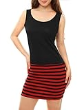 Allegra K Women Sleeveless Stripe Fitted Casual Summer Mini Tank Dress