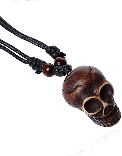 Miweel Wax Line Resin Big Skull Sweater Chain Pendant Necklace