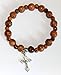 FavorOnline Olive Wood Jerusalem Rosary Bracelets from The Holy Land with Silver Crucifix