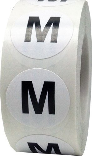 M Clothing Labels Round Circle Stickers for Retail
