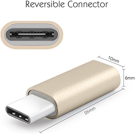 USB Type-C 3.1 Male to Micro USB Female Adapter (pk of 2) for OnePlus 2, HTC 10, Microsoft Lumia 950, ASUS ZenFone Ultra, ZTE Axon 7, XIAOMI 5S, BLU Pure XR, DOOGEE T3, Aluminum Shell (Gold)