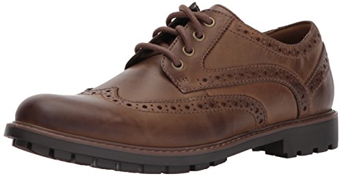 Clarks men s currington wing oxford, brown leather, 8.5…