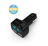 NewVan Tech LED Display Car Charger, 3.1A Dual USB Smart Output Car Charger for Most of Smart Cell Phone and Tablets