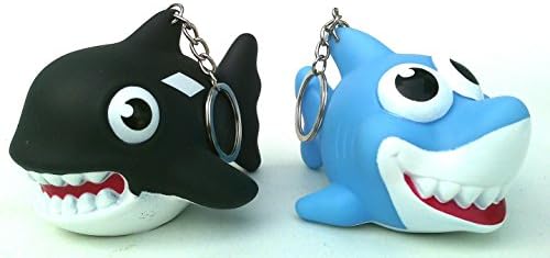 Toys! Novelty Keychain, Squeeze-Sound " Big Eyes Shark " (Soft Rubber) 2 Key Fob black And blue