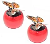 KT Set of 2~ Dancing Butterfly in Assorted Colors Pot Flip Flap Wings Bobble Plant Solar Toy Birthday Easter Gift