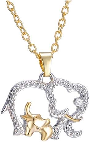 Chic Artificial Crystal Charm Mom & Baby Elephants Pendant Necklace Fashion Cute Necklace by TheBigThumb