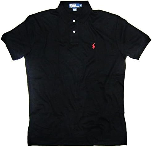 Polo Ralph Lauren Mens Polo Shirt, Pique Cotton, Classic Fit (Medium, Black / Red Pony)