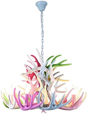 & Perfect - American Country Retro Color Antler Chandelier Nostalgic Restaurant Living Room Candle Double Chandelier Complex Stairwell Lighting, 9+9 (22-27KG)
