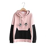 Aza Boutique Womens Cute Button Down Tweed Cat Ears Hooded Cape,Cat-paw-hoodie-pink,One Size
