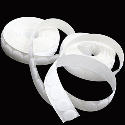 Dabit White Hook and Loop Dots, 3/4 Inch Diameter, 400 pcs (200 sets) | Self-Adhesive Loop Tapes, Sticky Hook Circles for DIY Crafts, Office Organization, Classroom