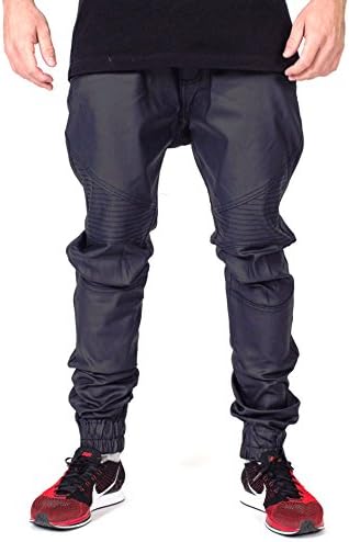 Golden Denim Marathon Traditional Wax Biker Joggers in Black Size 34