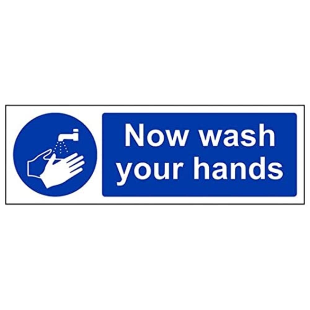 V Safety Eco Friendly Mandatory General - Now Wash Your Hands - 300 X 100mm