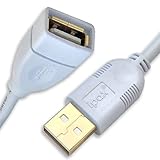 15Ft Extra Long IPAX Gold Plated USB 2.0 Extension Cable with Ferrite Core for Photo Printer Bluetooth Wireless Speaker Camera Headphone Portable Scanner USB Microphone and More ... (White)