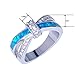 Bamos Jewelry Blue Opal Best Friend Valentine's Day Gift White Gold X Cross Womens Ring Size 6