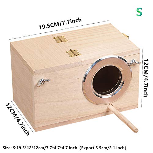 Pet Wood Parakeet Budgie Cockatiel Breeding Nesting Bird Avery Cage Box (S) - Thumbnail 3