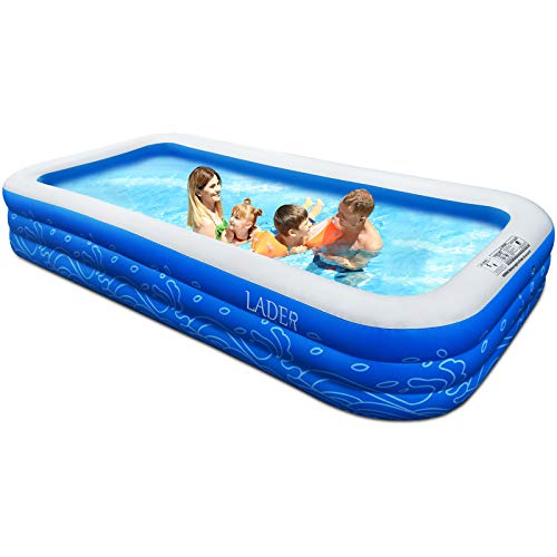 LADER Inflatable Swimming Pool, 150" X 72" X 22" Full-Sized Inflatable Lounge Pool for Baby, Kiddie, Kids, Adult, Infant, Toddlers for Ages 3+,Outdoor, Garden, Backyard, Summer Water Party