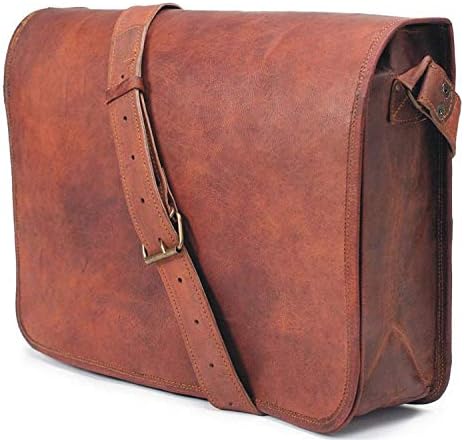 **S-Bazar** FF 18 Inch Vintage Handmade Leather Messenger Bag for Laptop Briefcase Satchel Bag