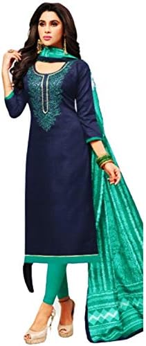 FanduFashion Women's Unstitched Cotton Embroidery Work Dress Material for Top; Bottom and Dupatta (Multi Colour; Free Size)