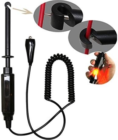 Automotive Battery Tester, 6V/12V/24V Auto Car Truck Wire Piercing Cord Voltage Circuit Tester DC Hook Probe Test Light Pencil with Light Indicator