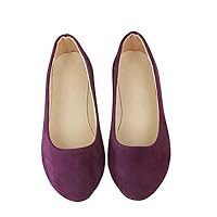DeerYou Womens Suede Ballet Flats Pointy Toe Classic Loafers Solid Comfort Dress Walking Shoes Purple US 8.5