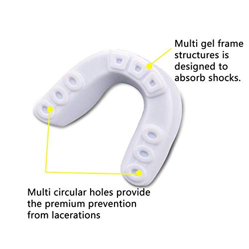 Sports Youth Football Mouth Guard Sports, Anti-Microbial Mouthguard for UFC, Boxing, Lacrosse, Ice Hockey, etc, Youth & Adult Sizes（Blue White） - Thumbnail 3
