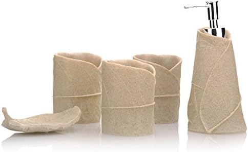 Bathroom Accessories Set 5 Pieces with Toothbrush Holder Lotion Dispenser Soap Dish & Tumbler(European style)