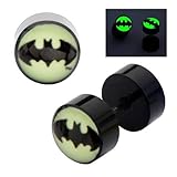 DC Comics Earrings Ring Fake Cheater Plug Taper Glow 18g Ear pair Batman Bat man