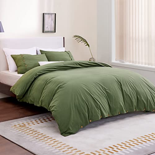 Bedsure Queen Duvet Cover Set 100 Washed Cotton Duvet Cover, Linen