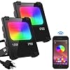 Led Flood Light 100W Equivalent, Outdoor Color Changing Led Stage Landscape Lights, RGBW Bluetooth Smart Floodlights…