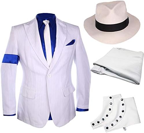 Thriller9 Classic MJ Michael Smooth Criminal Stripe Suit Blazer Spat Full Set